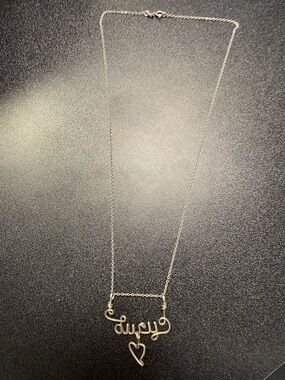Sterling Silver Custom Script “Lucy” Necklace with Heart Pendant